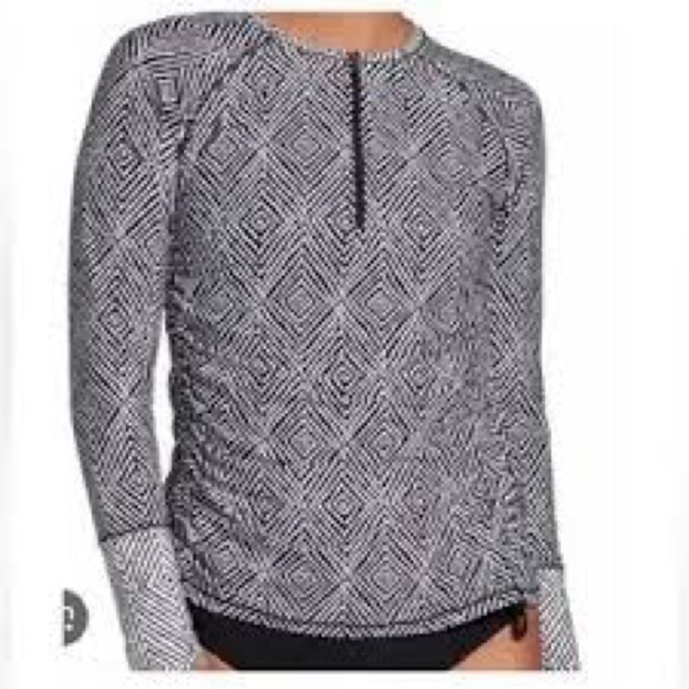 Calia Carrie Underwood Zip Rashguard Island Geo Black White Long Sleeve Size S